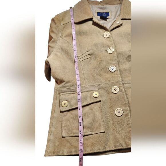 Vintage Leather Jacket Suede Tan BOHO Chunky Slouchy Grunge Pockets Distressed M - Picture 9 of 13